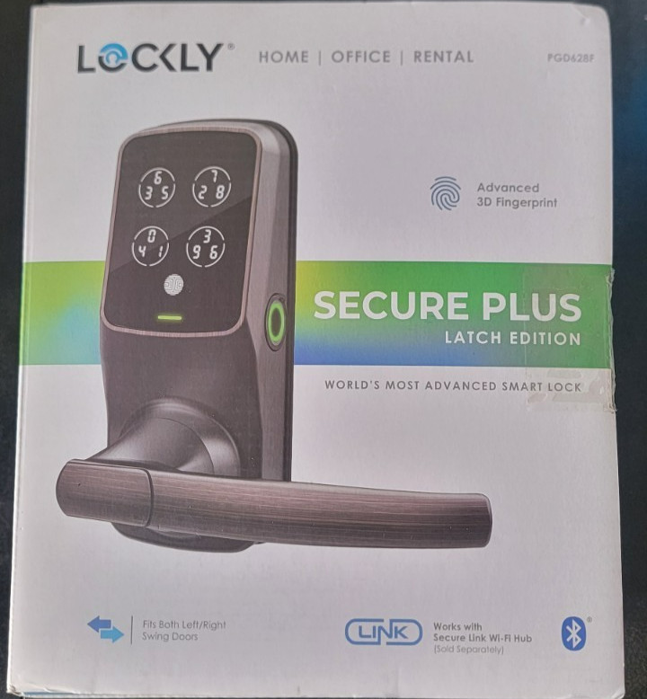 Lockly PGD628F Secure Plus Smart Lever Lock Bluetooth & Fingerprint Oiled Bronze