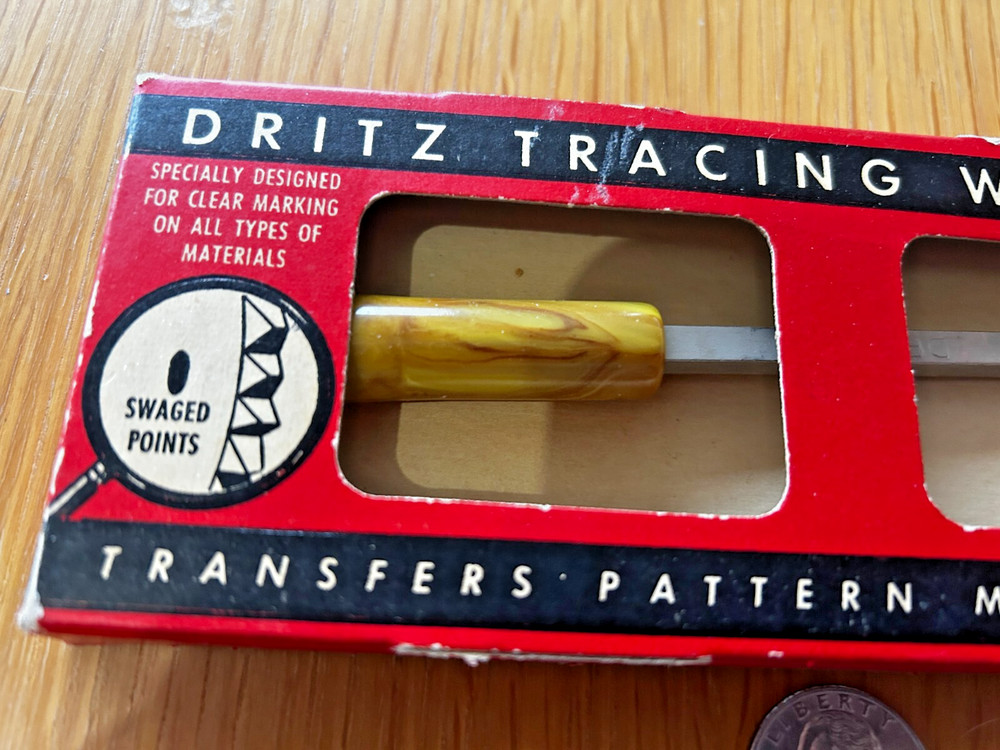 Vintage Dritz Tracing Wheel Sewing Pattern Marker Bakelite Handle original box