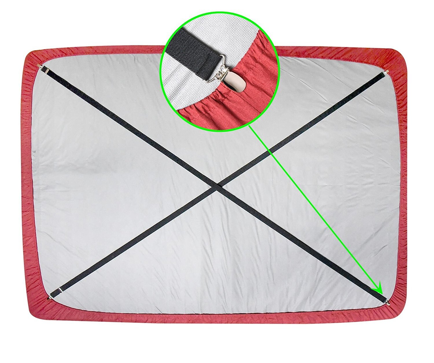 2x Bed Sheet Fastener Adjustable Elastic Suspenders Straps Covers Clips Gripper