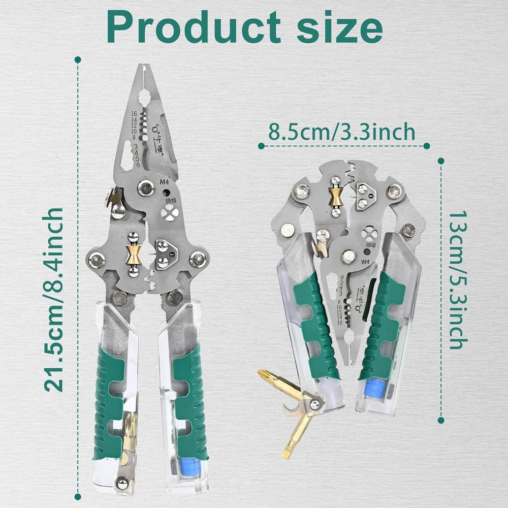 18-in-1 Folding Screwdriver Wire Stripper, with Voltage Tester & Crimping Too...