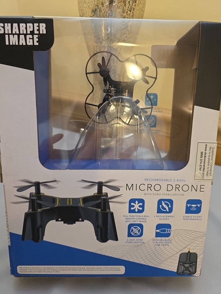 Sharper Image 2.4GHz Micro Drone – Rechargeable with Gyro Stabilization