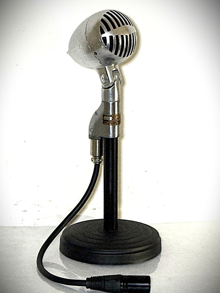 Rare late 1930's SHURE 705A (M1) Rocket Dynamic Microphone, works, bullet, stand