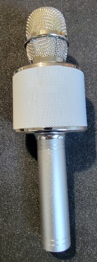 Hand Held Karaoke Microphone White/ Silver Tested- Works!