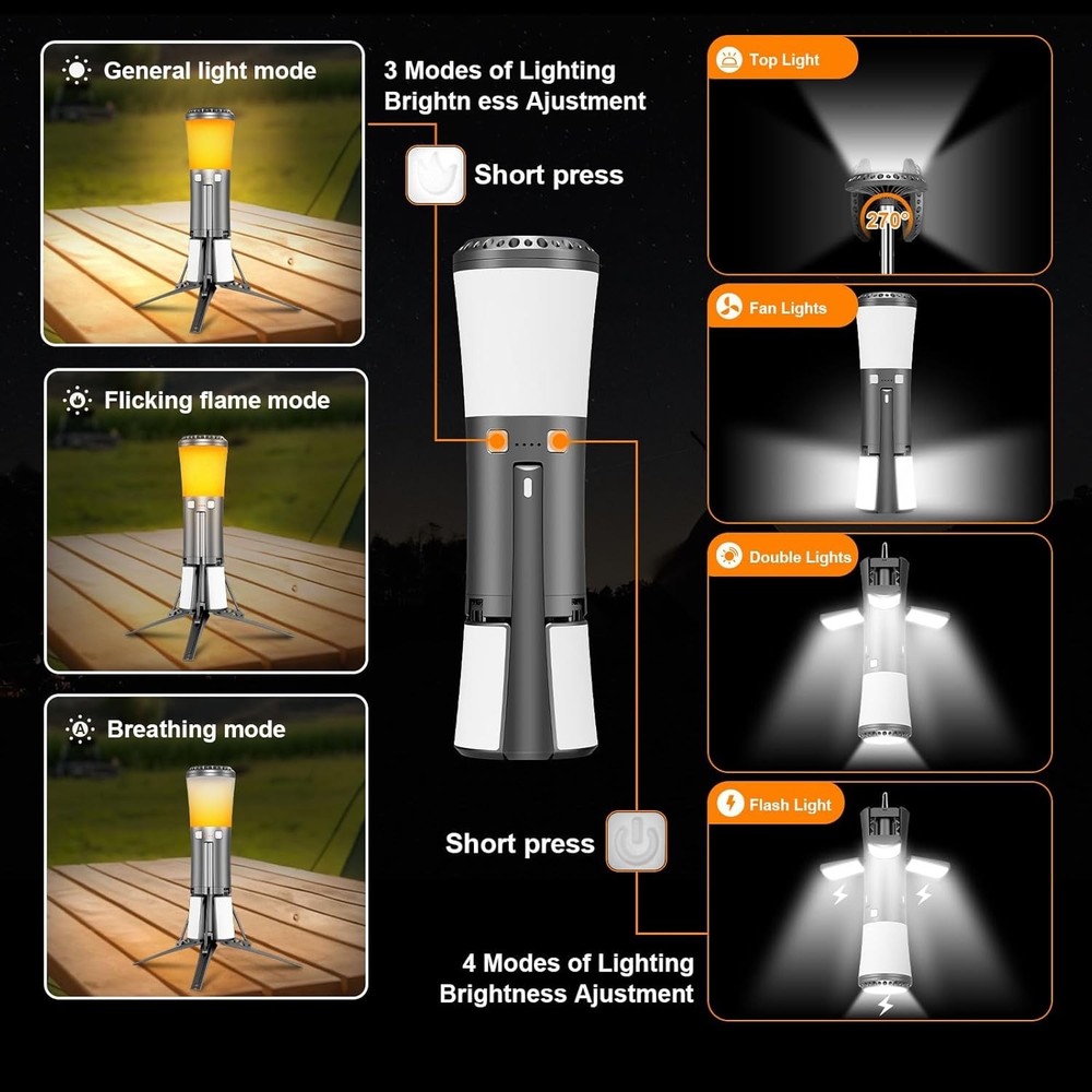 Telescopic Camping Lights Rechargeable Led Work Light with Stand Multifunctio...