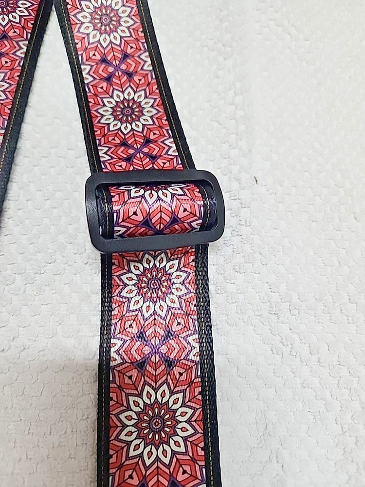 NOS Stagg Brand Adjustable Nylon 2" Adjustable Guitar Strap Pink Mandala Pattern
