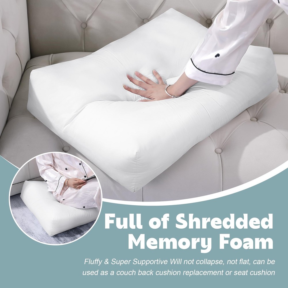 Shredded Foam Sofa Back Cushions, Supportive Back Cushion Replacement for Cou...