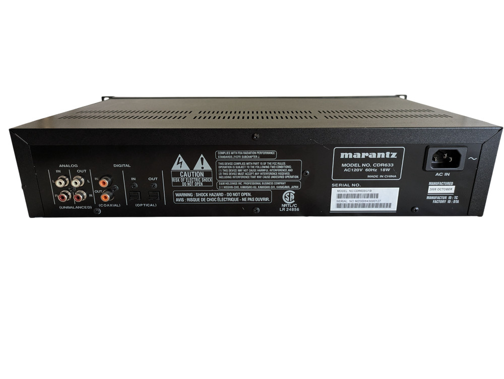 Marantz CDR633 Professional Rackmount Slot Loading CD Player Recorder Powers On