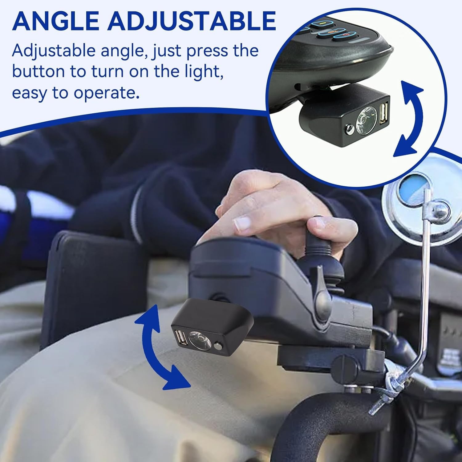 Electric Wheelchair Light, 3 Pin XLR Head Adjustable Angle LED Power Wheelchair