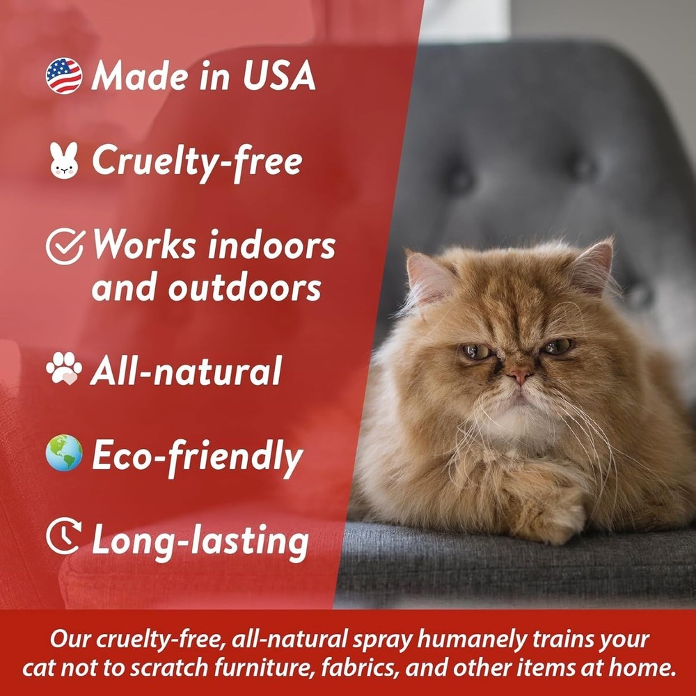 Eco-Friendly Cat Scratch Training Spray - Odor-Based Deterrent 8 Fl Oz