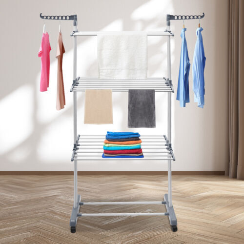 Folding 4 Tier Clothes Drying Rack Metal Laundry Garment Dryer Rack Stand Indoor