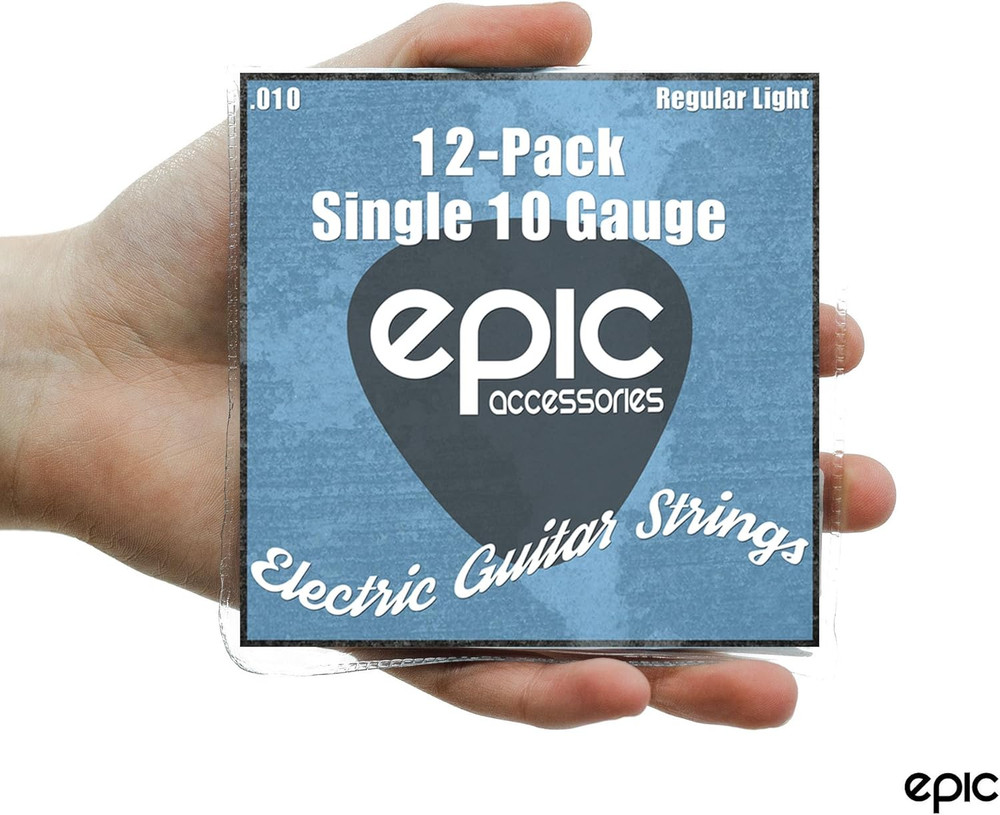 12-Pack .010 Gauge High E String Single Electric Guitar Strings Individually Wra