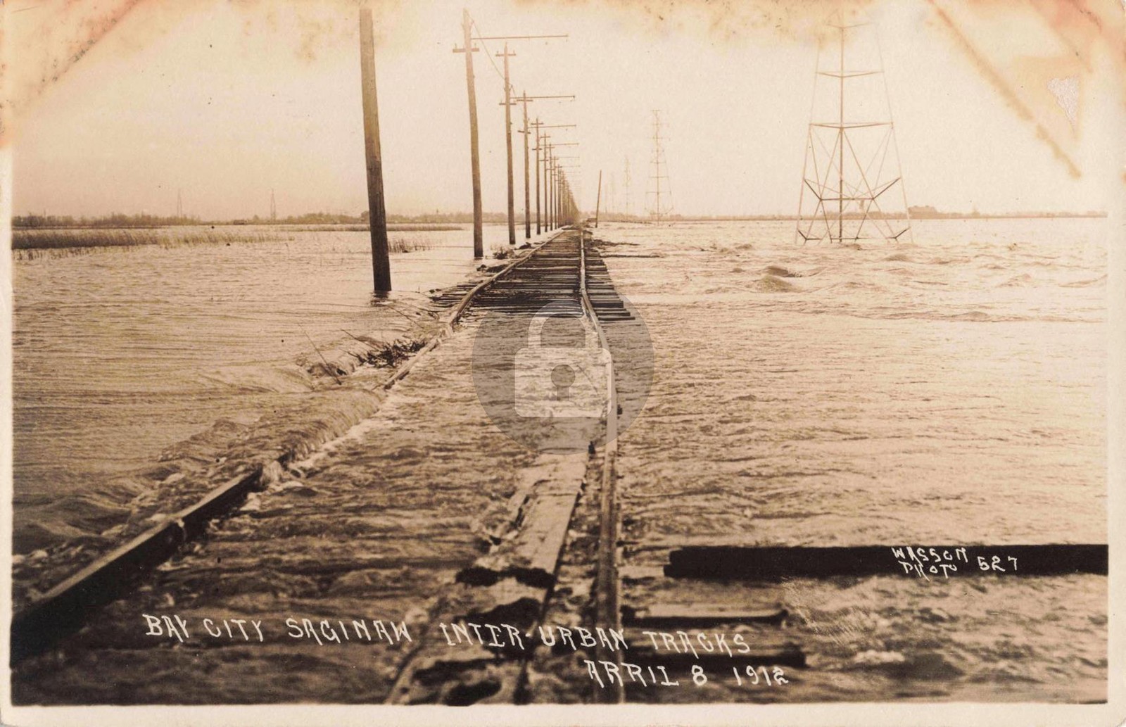 Railroad Bay City Saginaw Inter Urban Tracks MI 1912 RPPC Photo Postcard COPY