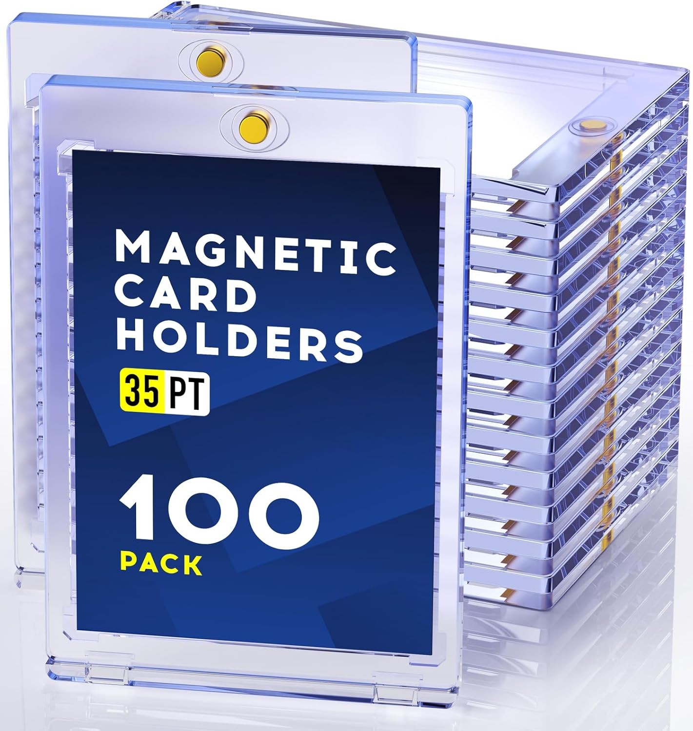 ⭐100 Pack Magnetic Trading Sports Card Holders 35pt One-Touch Hard UV Protection