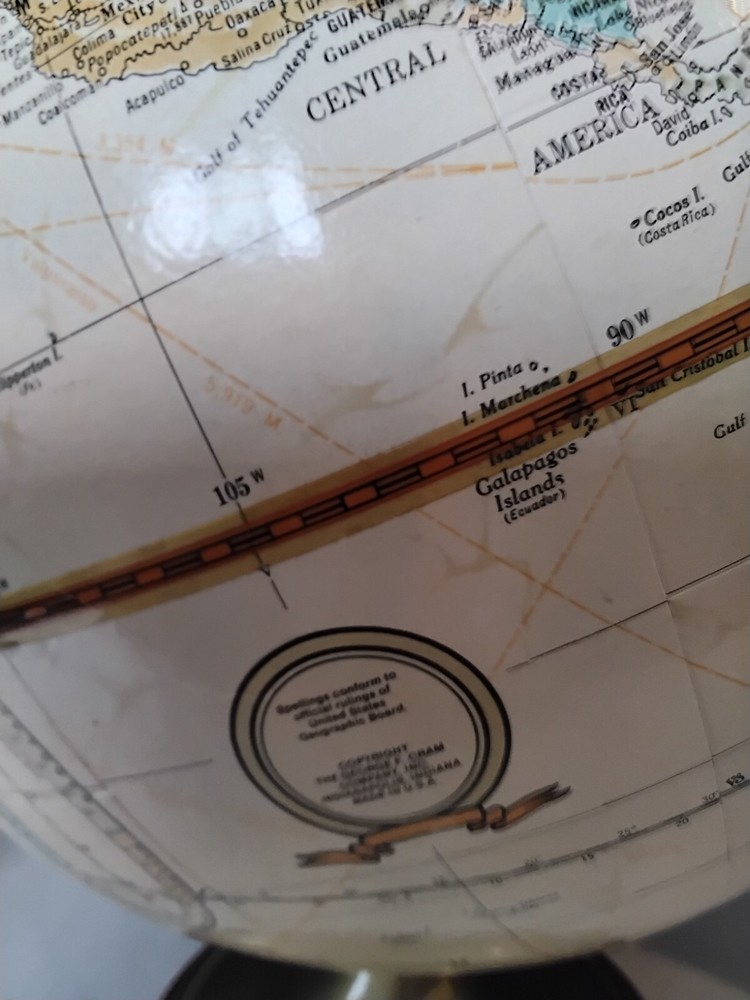 Crams Imperial World Globe. Learning Geography Excellent Condition