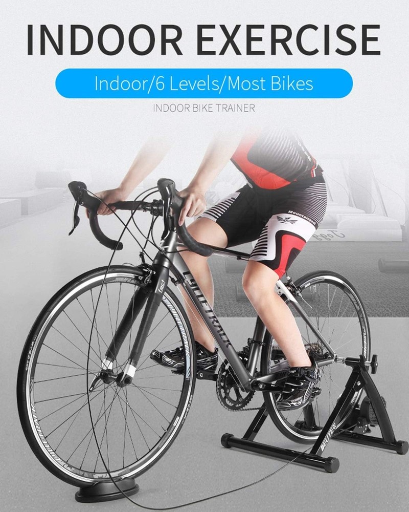 Indoor Cycling Trainer with Front Wheel Riser Block for Stable Ride Experience
