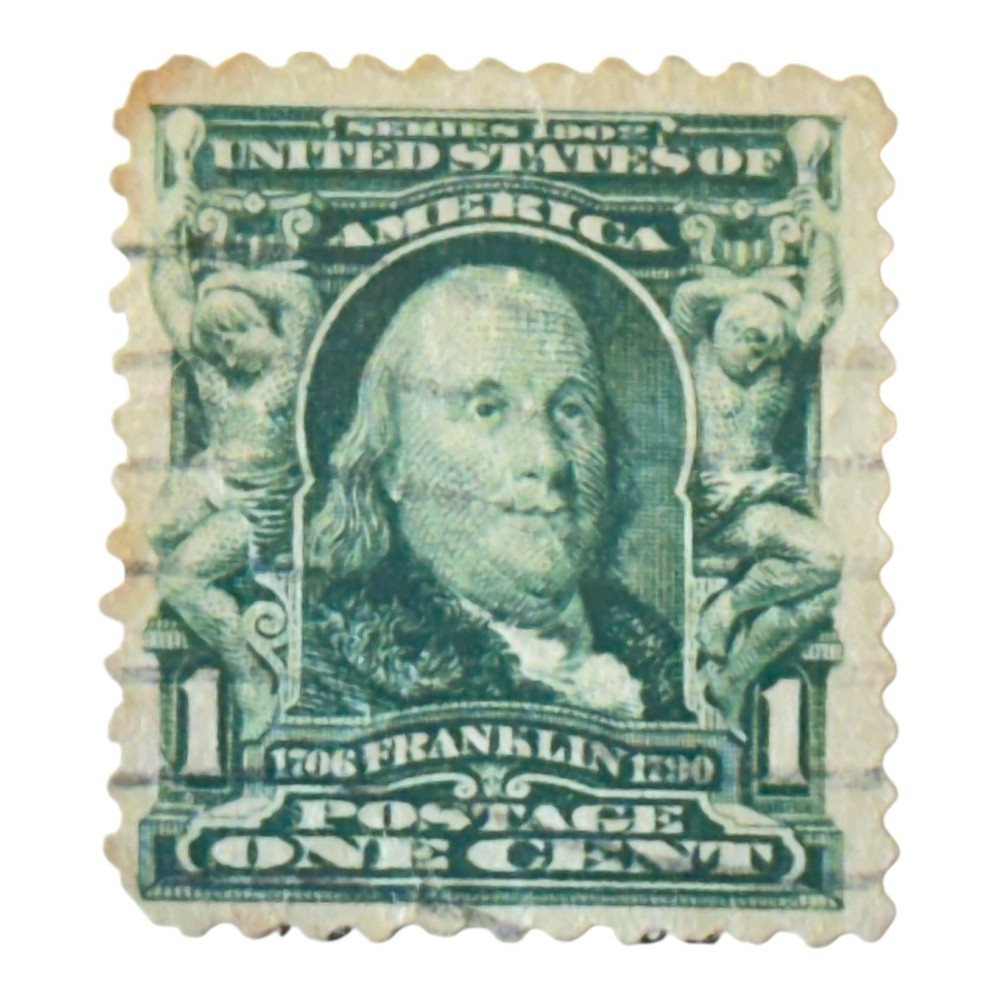 1908 Benjamin Franklin 1 Cent Green Stamp