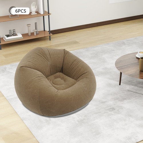 6pcs Inflatable Chairs Inflatable Sofa Portable Inflatable Couch Coffee Color