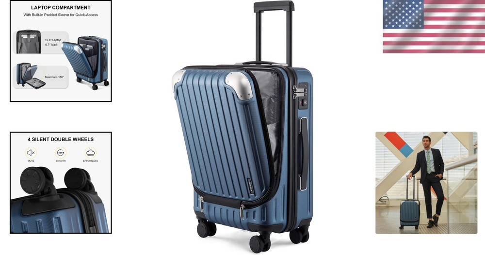 Grace 20" Hard Shell Suitcase Spinner Wheels - Blue