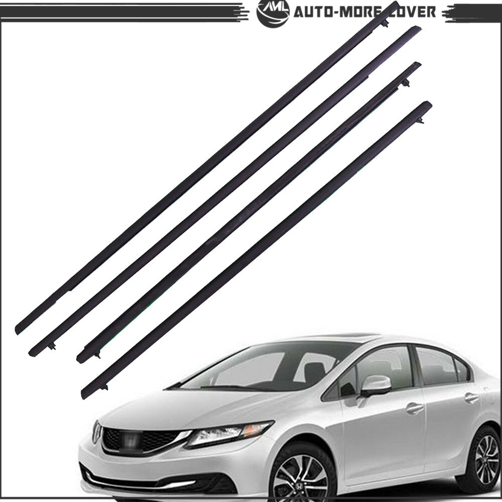 For 2006-2011 Honda Civic Car 4X Weather Strip Window Moulding Trim Seal Belt