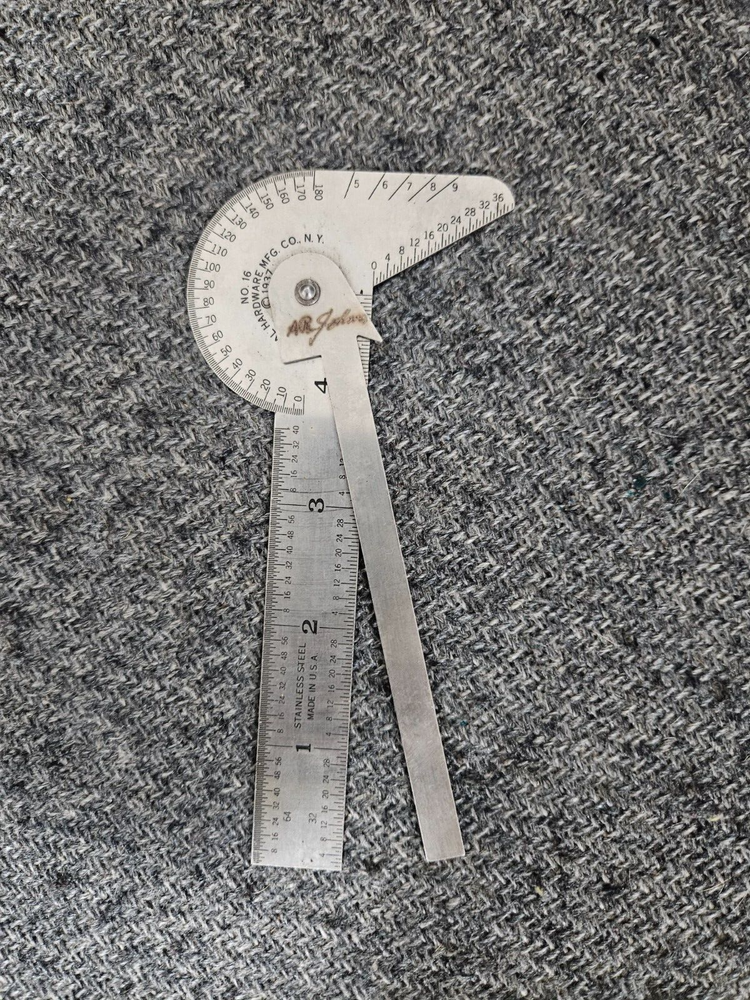 1937 General Hardware Mfg No. 16 Rule Gauge Protractor Drill Point Center
