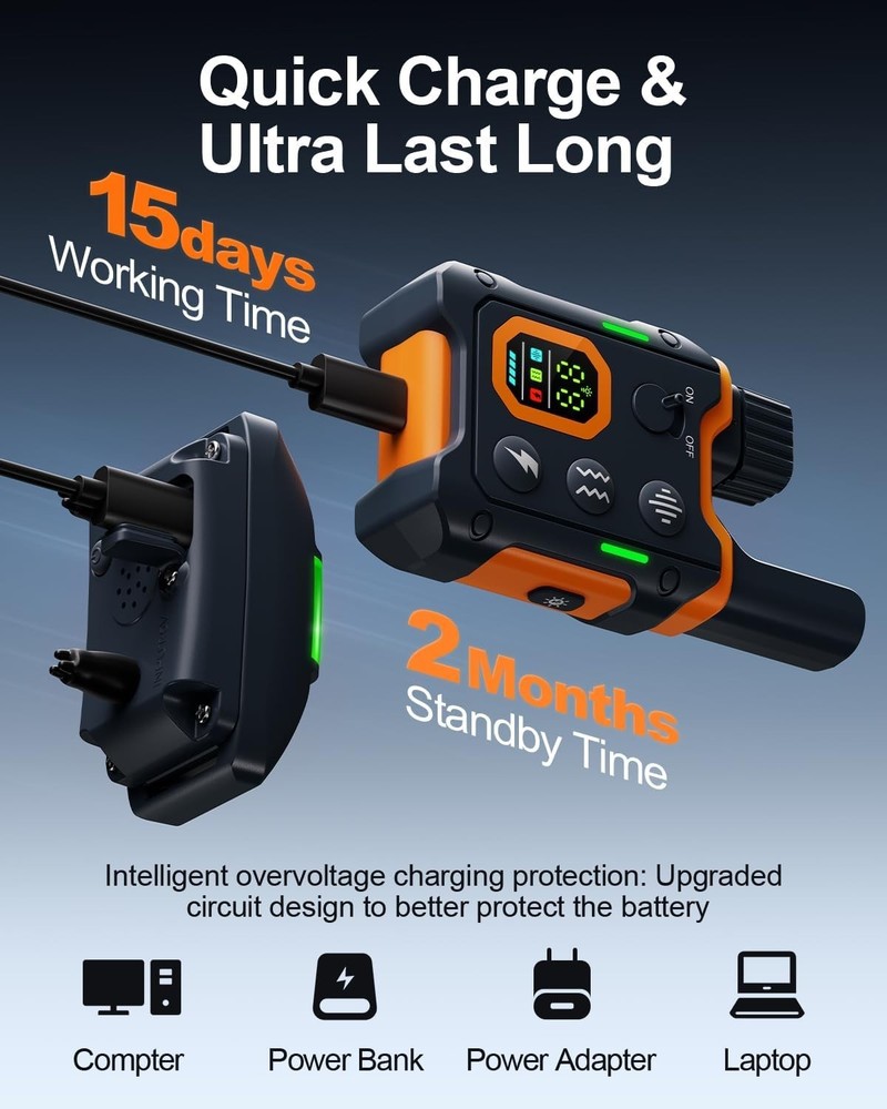 Electronic Dog Shock Collar for Large, Medium, Small Dogs - Adjustable & Durable