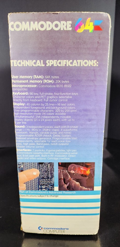 Vintage Commodore 64 Computer C64 In Original Box w/ Inserts & Cables, Powers Up