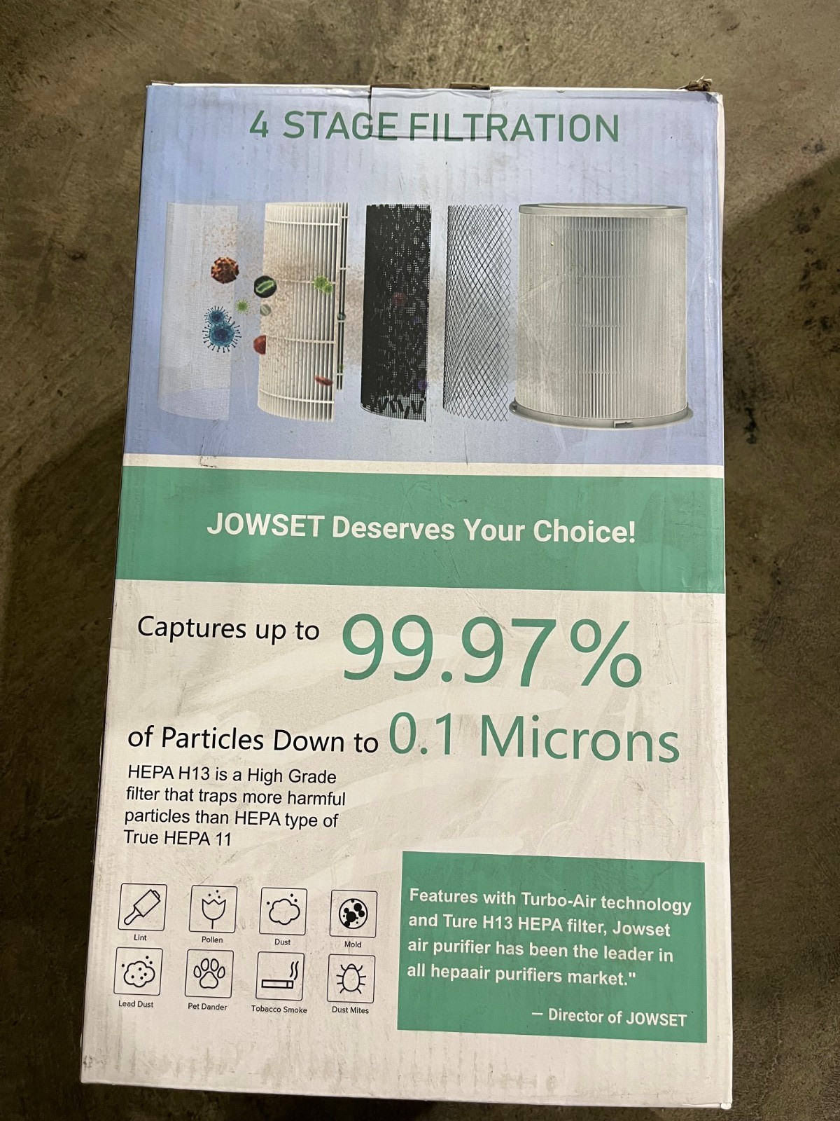 JOWSET Air Purifier for Up to 3000 Sqft, H13 True HEPA Filter 24dB Sleep Mode