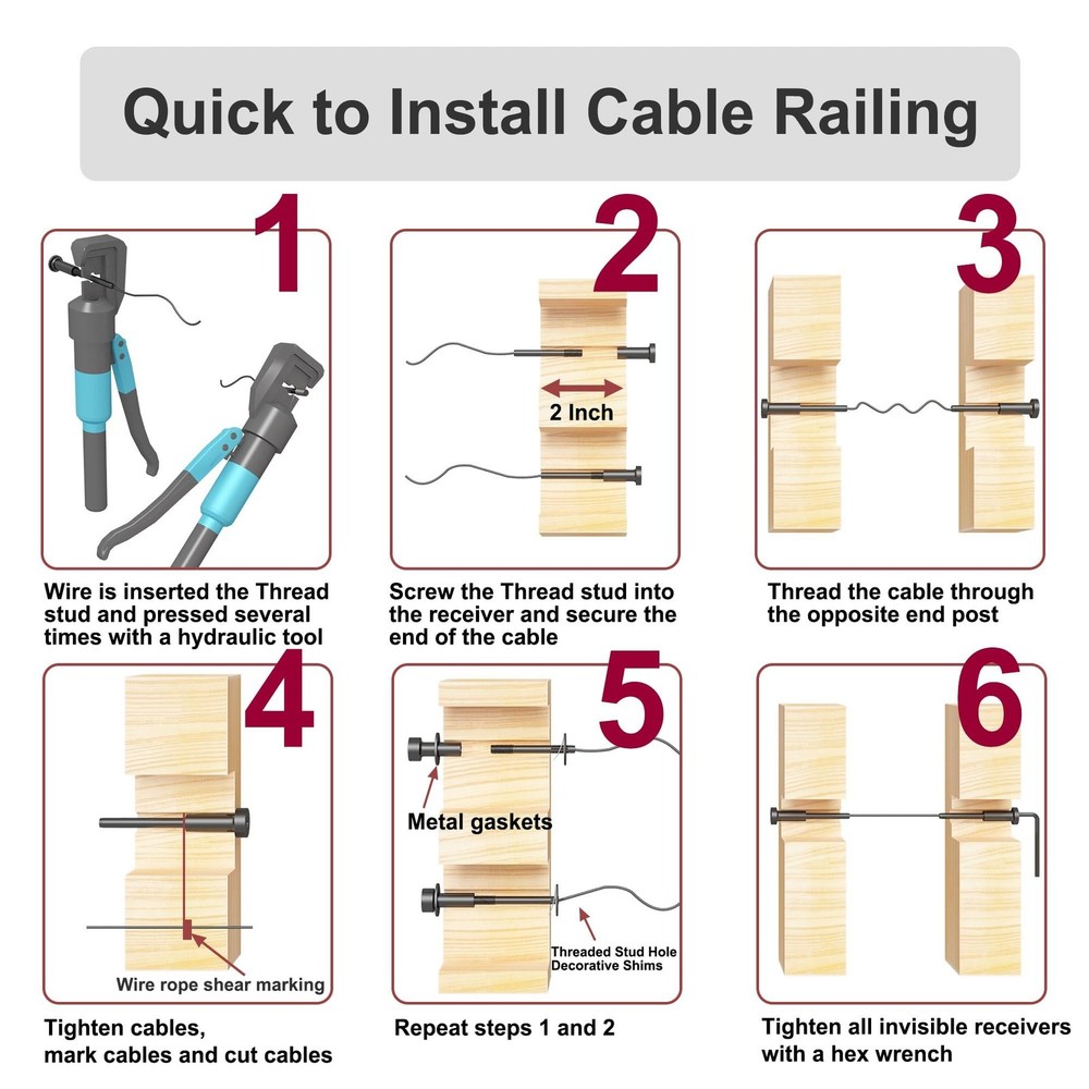 30 Pack Invisible Cable Railing Kit, Cable Railing Hardware, 316 Stainless St...
