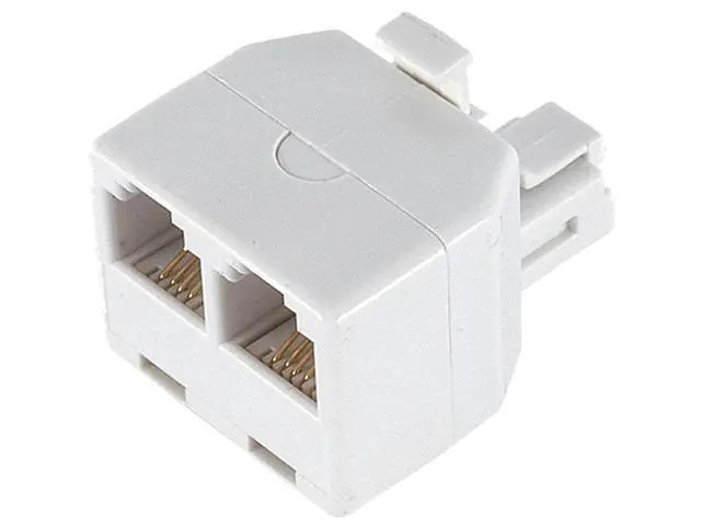 Duplex Wall Jack Y Adapter Splitter (White, 4-Conductor)