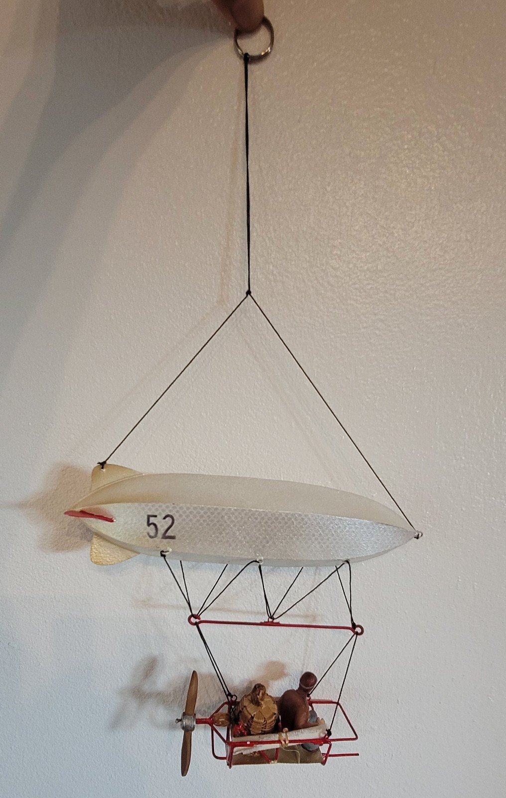 9.5" Steampunk Zeppelin, Airship Blimp Hanging Mobile Pilot Map Basket Propeller