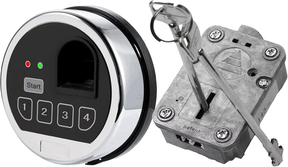 Fingerprint Safe lock Replacement Chrome Lock & Right Swing Bolt Lock 2 Keys