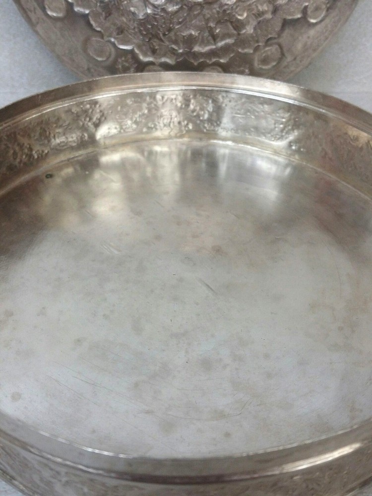 Antique Islamic 84 Silver Repousse Covered Box