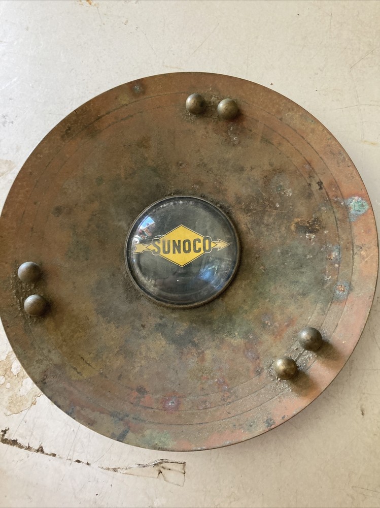Sunoco oil advertising ashtray brass rare