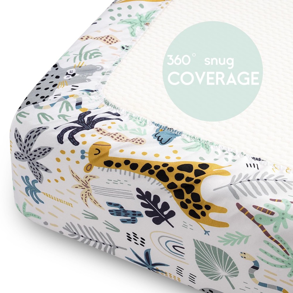 Pack and Play Sheets Fitted, Mini Crib Sheets 2-Pack for Pack N Play Mattress...