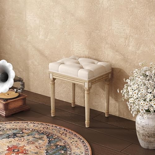 Vanity Stool Upholstered Bench Seat for Makeup Room, Vintage Small Bedroom