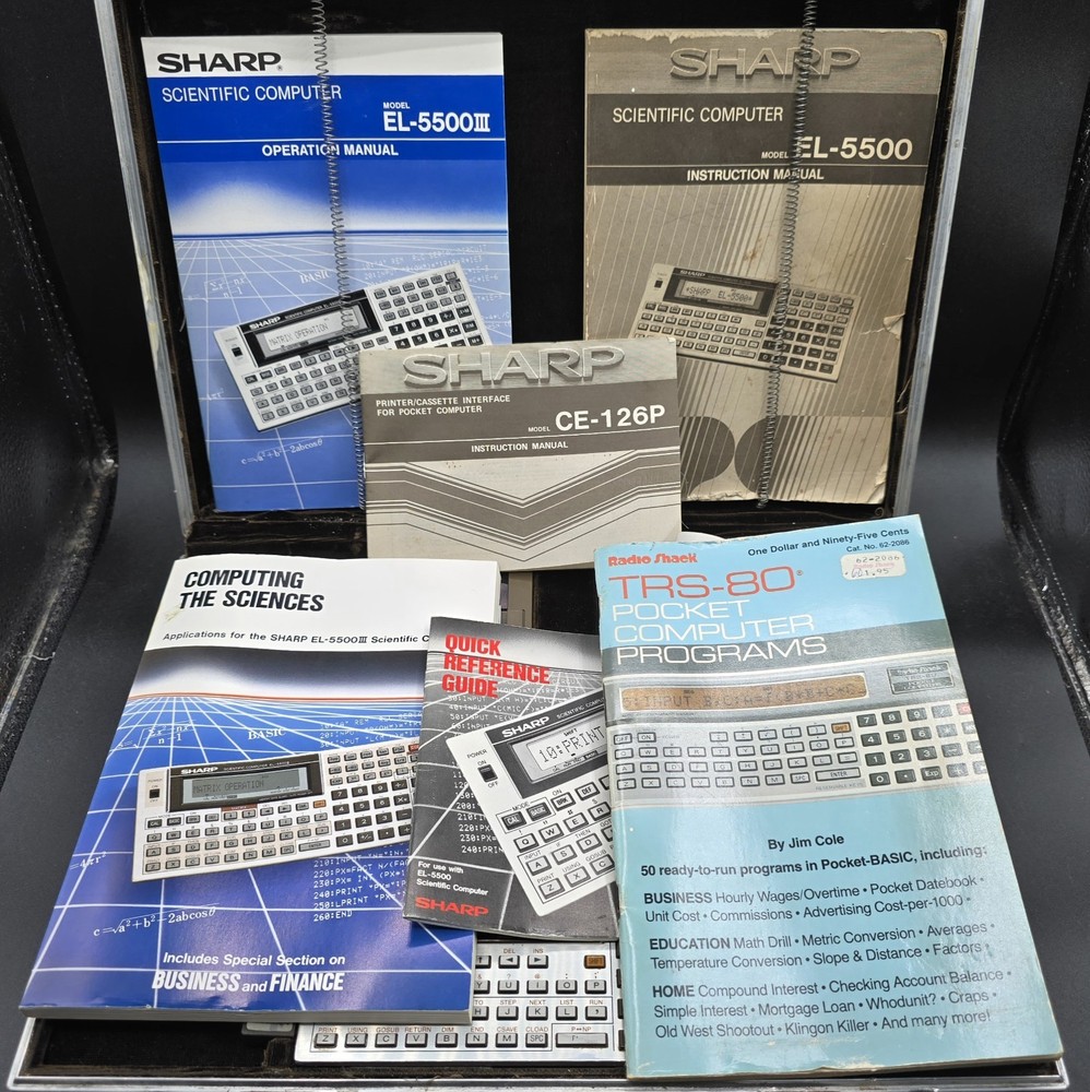 Sharp EL-5500 Scientific Pocket Computer & Sharp CE-126P Printer Interface RARE