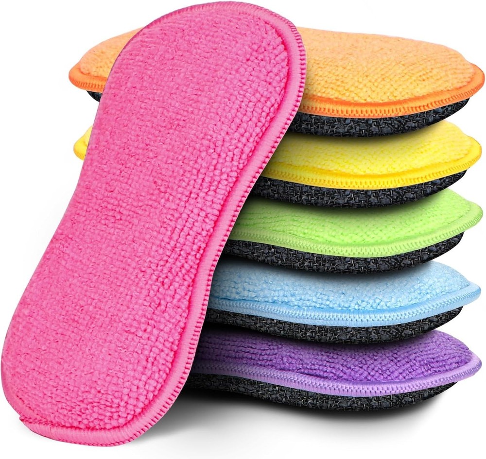 6 Pack Multi-Purpose Scrub Sponges Kitchen, Dish Sponge, Non-Scratch Microfiber