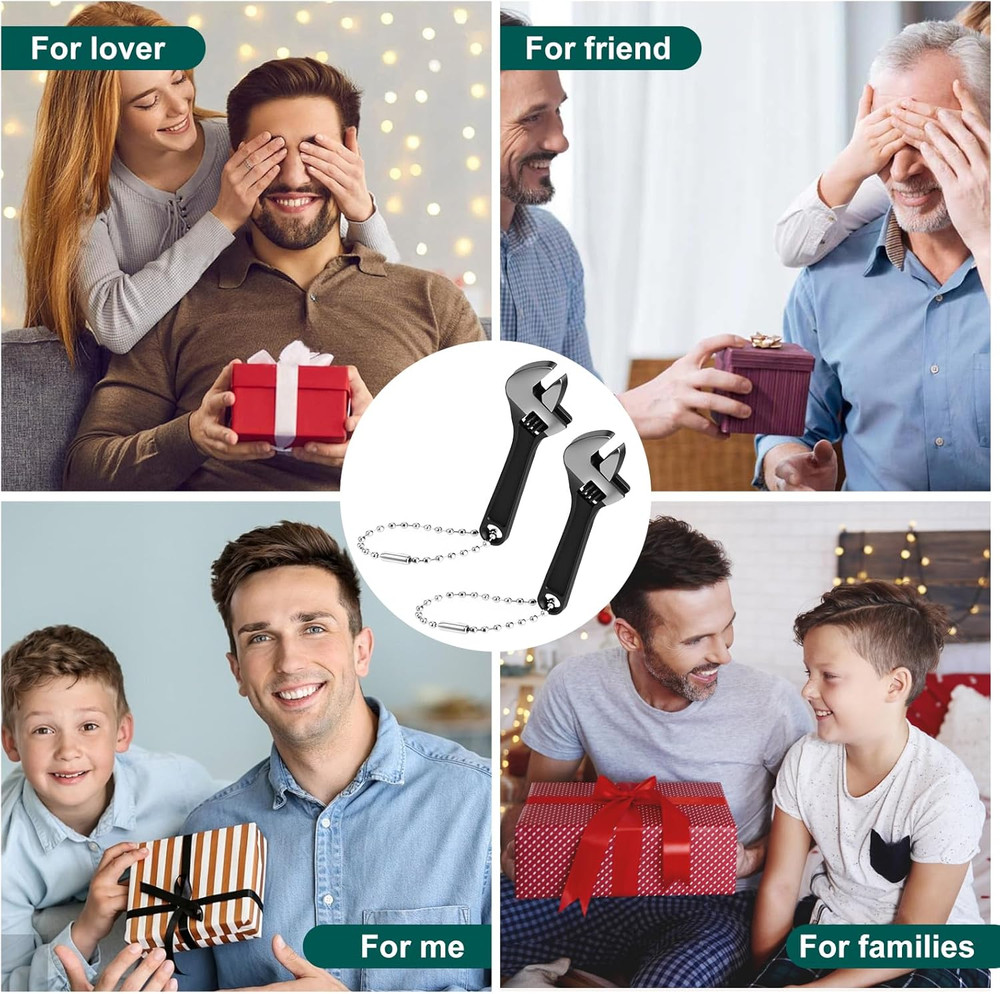 2 Pcs 2.5'' Mini Adjustable Wrench, Tiny Wrench Keychain Tool Locking Stainle...