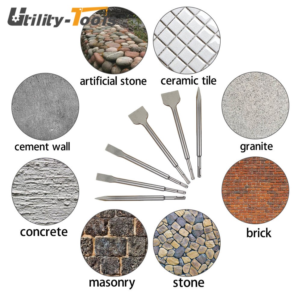6 Pcs SDS Plus Chisel Set Concrete Drill Bits Set Rotary Hammer Bits