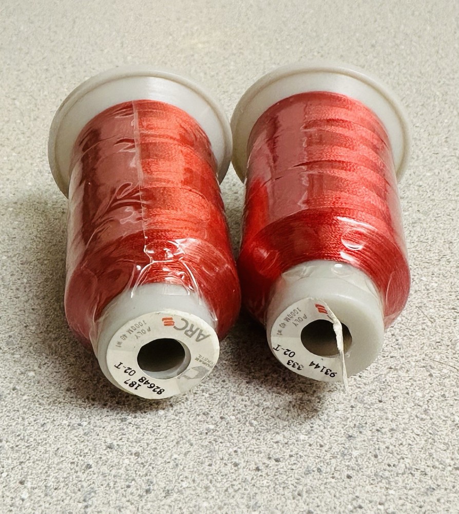 2 DURAK Tekstil ARC Polyester Embroidery Machine Thread Red 40 WT 1000 M NEW