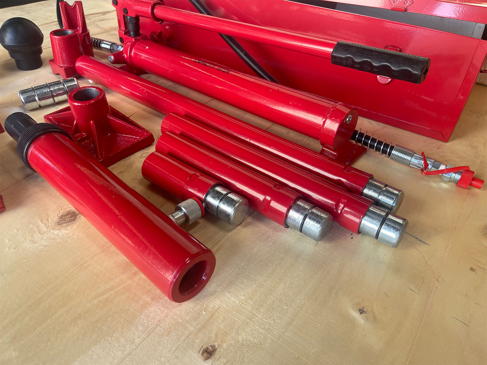 10 Ton Porta Power Hydraulic Jack Body Frame Repair Kit Auto Shop 2 Wheels Lift