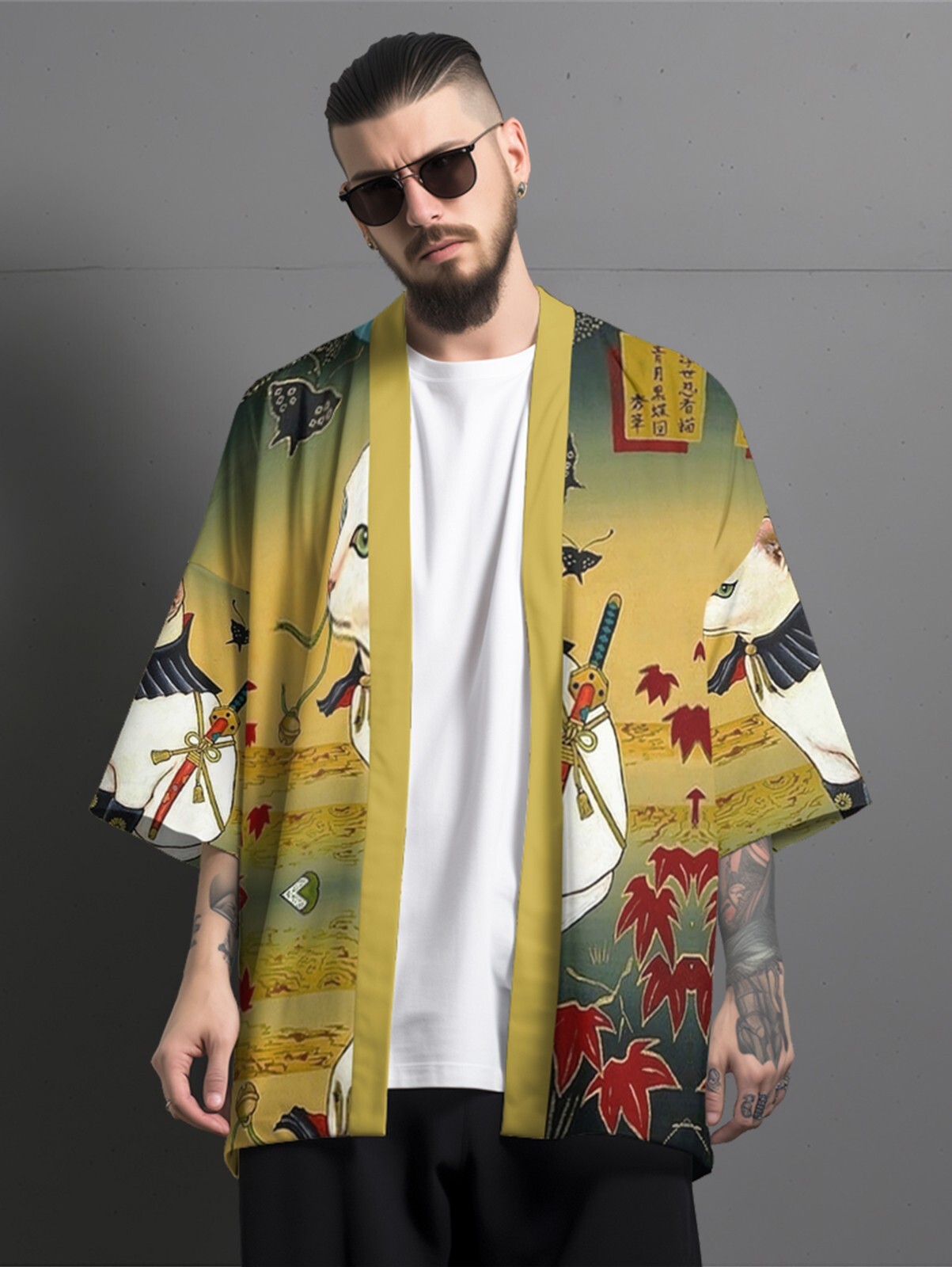 Niepce Unisex Japanese Graphic Lightweight Kimono Cardigan Shirt Tops