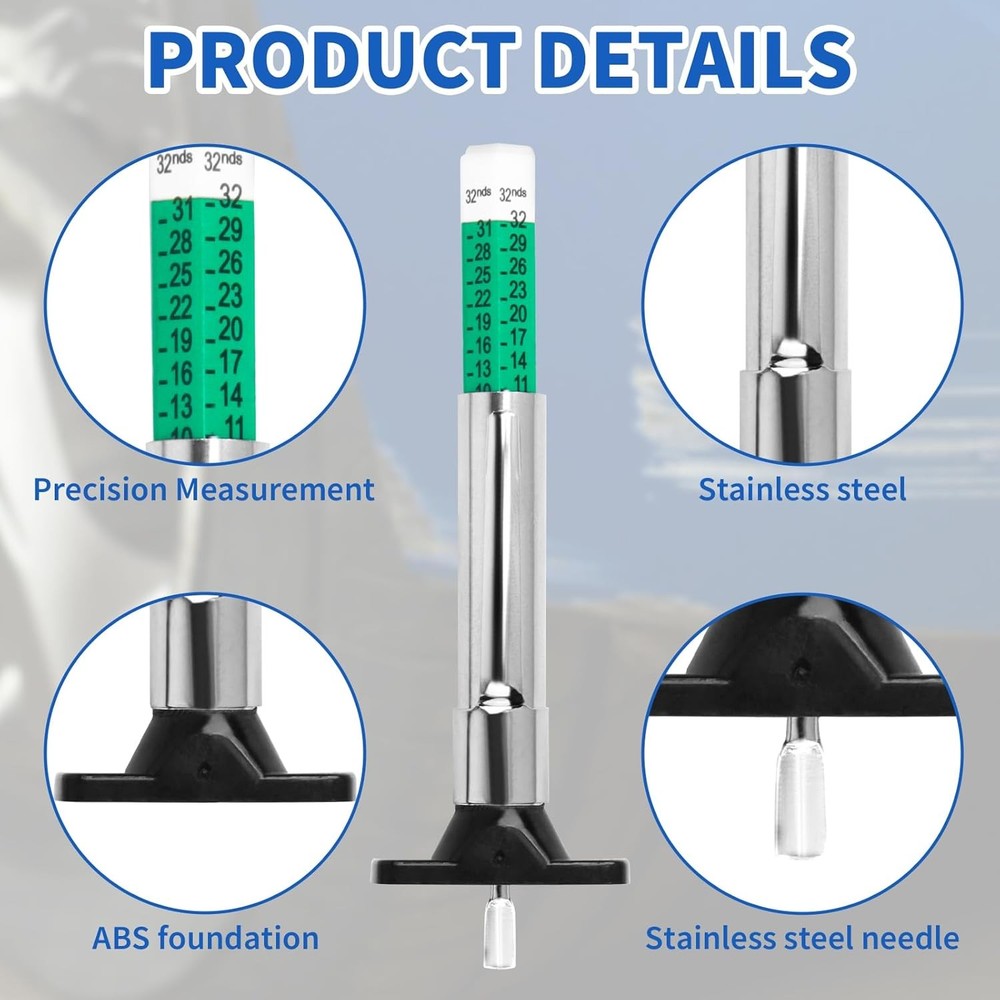 Tire Tread Depth Gauge 5Pcs Color Coded Tread...