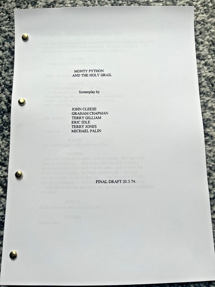 Monty Python And The Holy Grail Film Screenplay / Script. John Cleese, Eric Idle