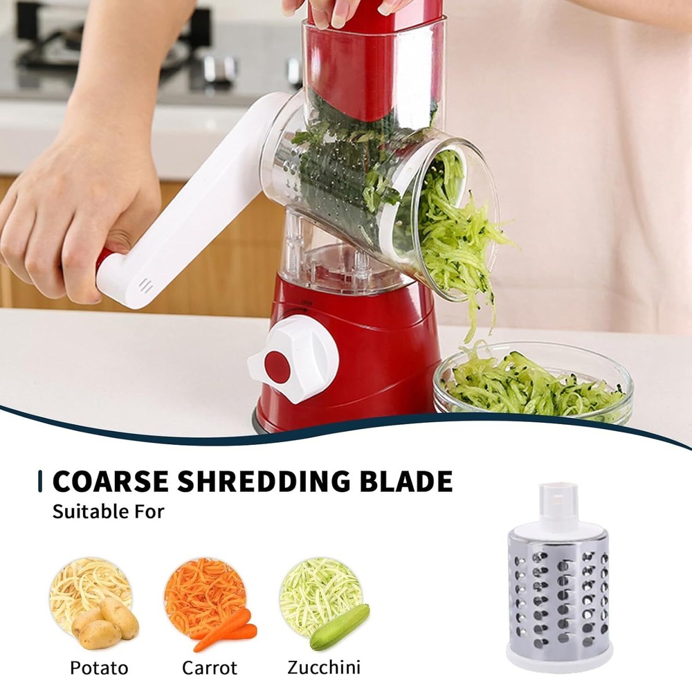 Rotary Cheese Grater with Replaceable Blade,Walnut PotatoCarrot Vegetable Slicer
