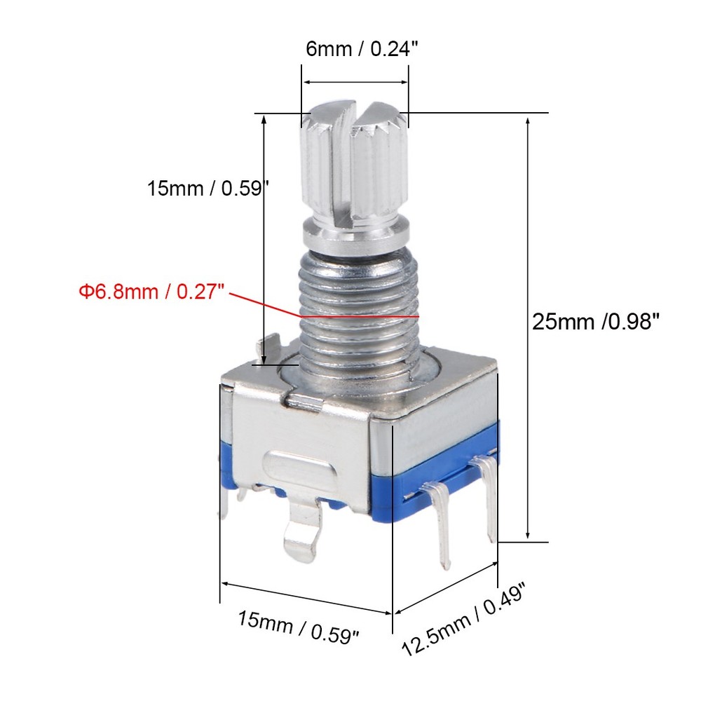 5Pack 360 Degree Rotary Encoder Code Switch Potentiometer EC11 7 Pins 15mm Shaft