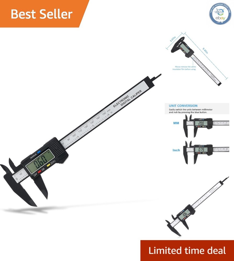 Large LCD Digital Caliper 0-6'' - Perfect for DIY Projects & Precision Measuring