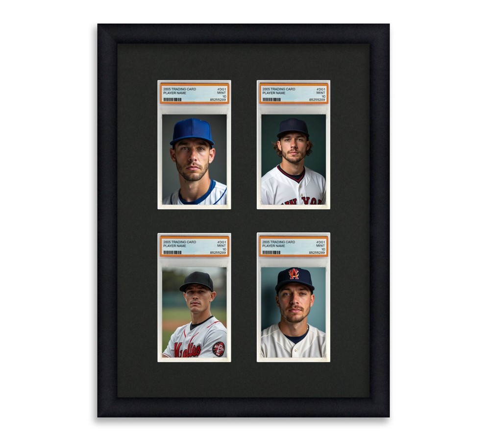 PSA Graded Card Frame Display Holds (4) Slabs Baseball, UV Protection (optional)