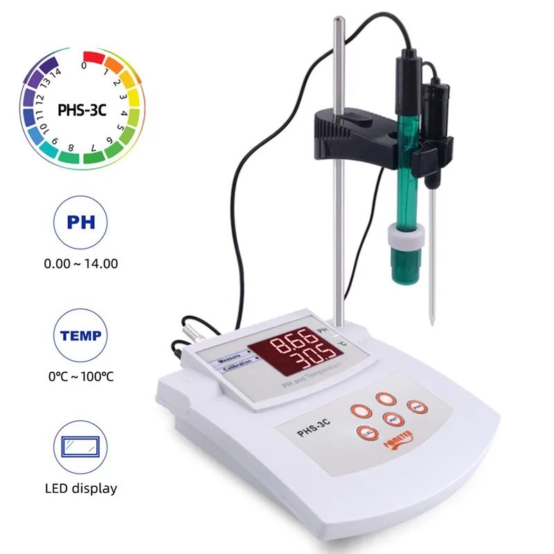 PHS-3C Desktop PH Meter Portable Compact Acidity Alkalinity Tester Lab Tool