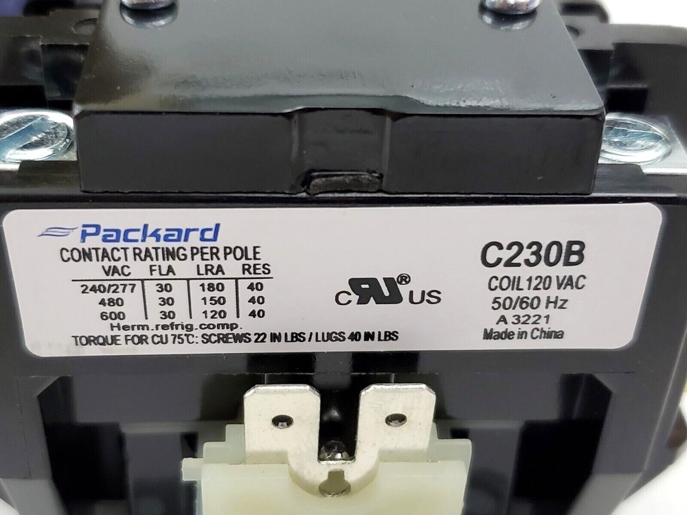 Packard C230B Definite Purpose Contactor Two Pole 30 Amp 120 Volt Coil